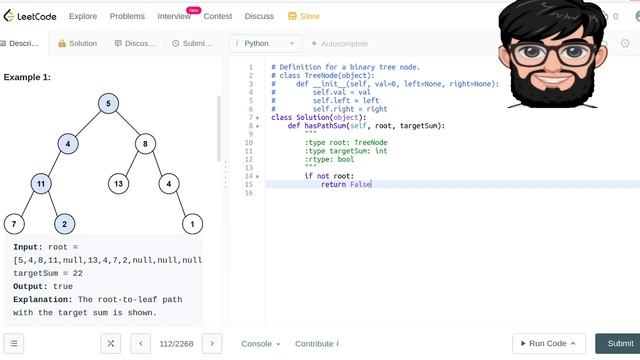 Leetcode Question 112 "Path Sum" in Python смотреть онлайн