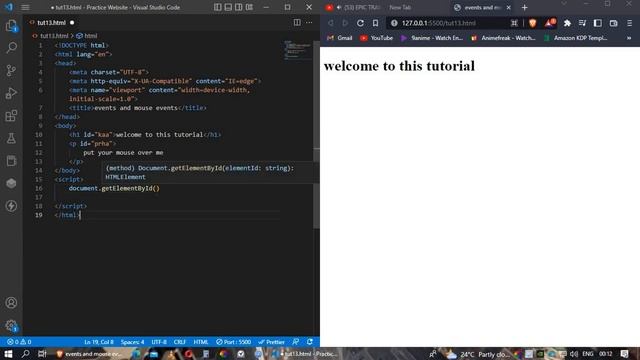 java script events properties mouseover event java script tutorials for beginners смотреть онлайн