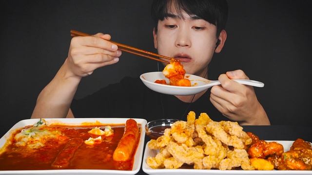 쫄깃쫄깃 가래떡 떡볶이, 바삭 끝판왕 닭껍질 튀김, 바삭꾸덕 닭강정 꿀조합 리얼사운드  Mukbang ASMR