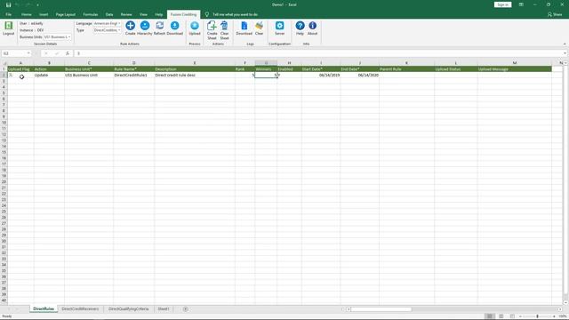 Update Direct Credit Rule of Oracle Fusion Incentive Compensation Rules using custom excel addin смотреть онлайн
