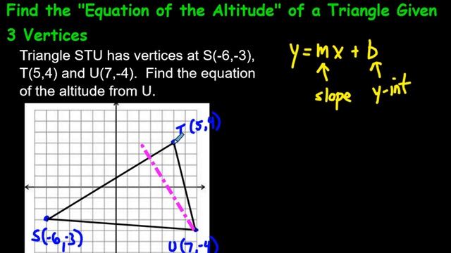 Finding the Equation of the Altitude of a Triangle Given 3 Vertices смотреть онлайн