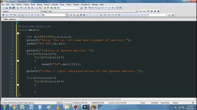 2.3 Program to accept a Sparse Matrix and print its 3 tuple representation. смотреть онлайн