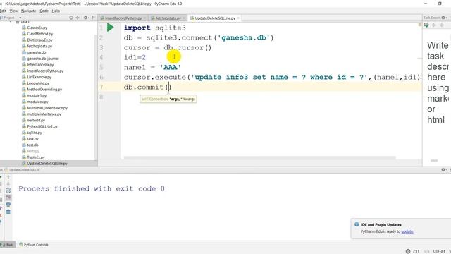 UPDATE and DELETE - SQLite3 with Python 3 | Lecture 18 | hindi смотреть онлайн