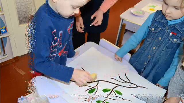 Рисуем весеннее настроение нетрадиционным способом. Средняя группа. смотреть онлайн