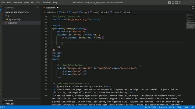 Create Scroll Back to Top Button using jQuery and CSS смотреть онлайн