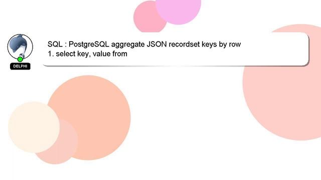 SQL : PostgreSQL aggregate JSON recordset keys by row смотреть онлайн