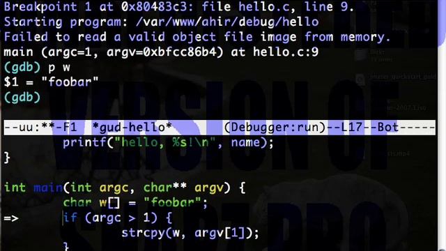 simple gdb and perldb usage on console and emacs смотреть онлайн