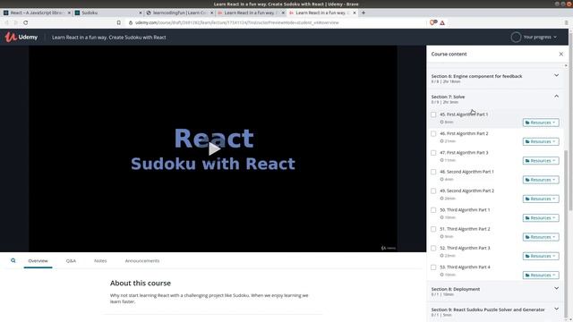 Learn React by creating something fun (Sudoku Game) смотреть онлайн