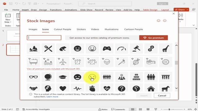 How to insert icon in PowerPoint table mac