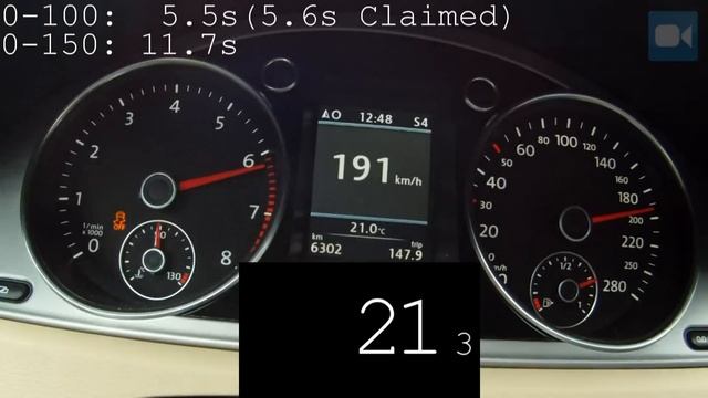 VW CC 3.6 V6 FAST! 0-242 km/h 300 HP LAUNCH CONTROL Acceleration Beschleunigung Test Autobahn смотреть онлайн