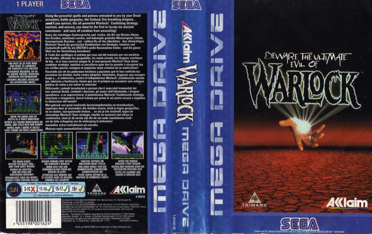 Sega Mega Drive 2 (Smd) 16-bit Warlock Полное Прохождение
