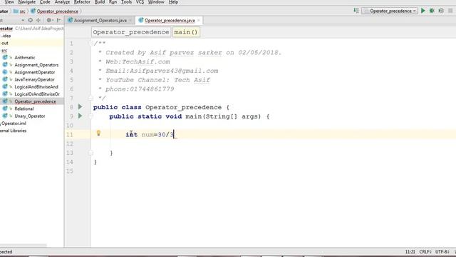 java bangla tutorials part 35:Operator precedence Grammar | rule in bangla in intellij idea смотреть онлайн