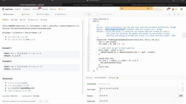 ✅ Find K Closest Elements | Leetcode Daily Challenge | Leetcode solutions | C++ | Coding смотреть онлайн