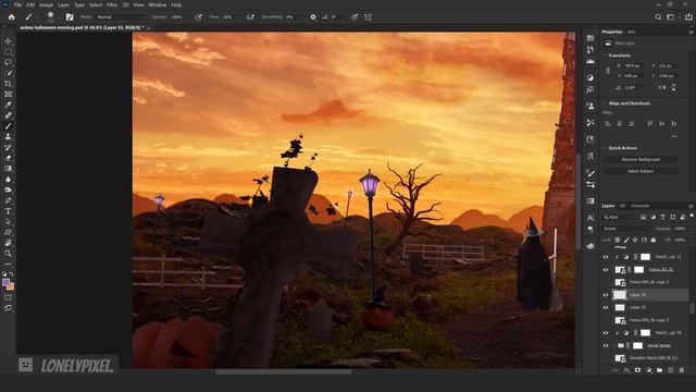 Creating a HALLOWEEN themed artwork in Photoshop - Photo manipulation смотреть онлайн