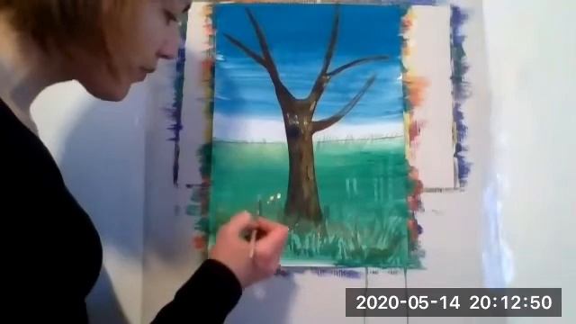 Рисуем цветущую вишню. Природа Беларуси. смотреть онлайн