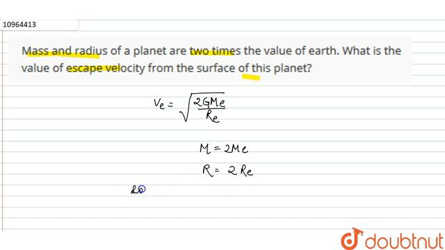 Mass and radius of a planet are two times the value of earth. What is the value of escape veloci... смотреть онлайн