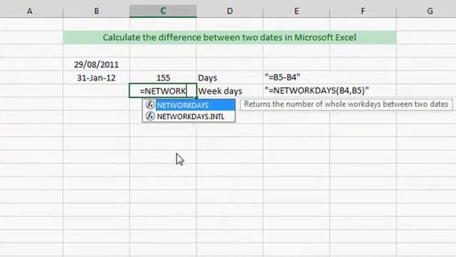 Calculate the difference between two dates in Microsoft Excel смотреть онлайн