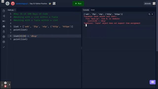 Day 31 Tuples vs List in Python Pt2 - Day 31 of 100 Days of Code смотреть онлайн