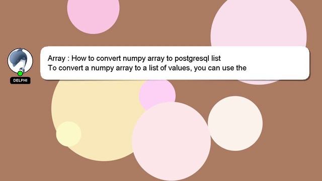 Array : How to convert numpy array to postgresql list смотреть онлайн