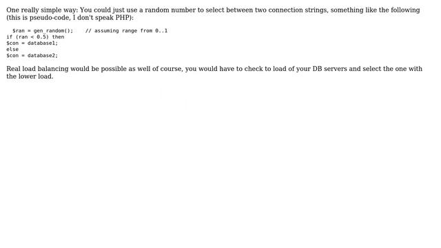 Load-balance two MySQL dbs from one PHP page? (4 Solutions!!) смотреть онлайн