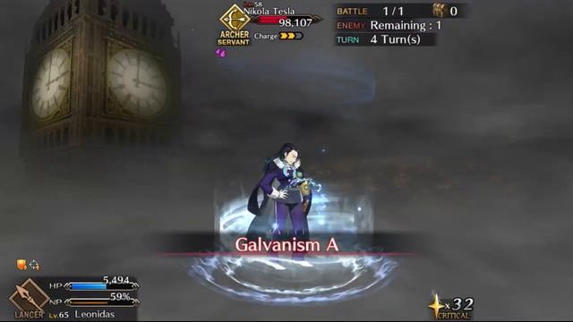 [FGO:NA] Singularity London: Nikola Tesla Vs Leonidas(solo)