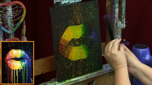 Beginners Drippy Rainbow Lips Acrylic Painting on Canvas #LisaFrankInspired | TheArtSherpa смотреть онлайн