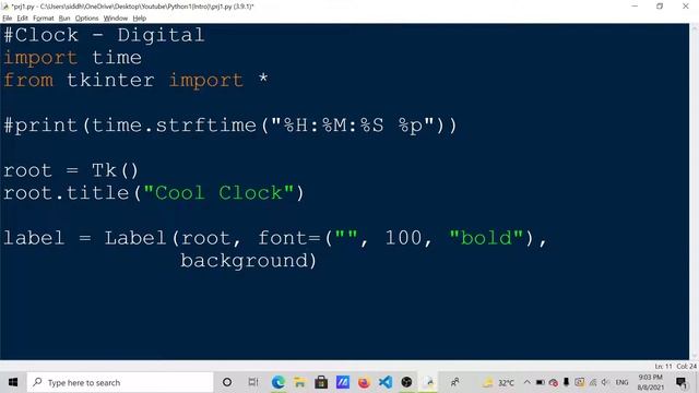 Python Project For Beginner in Hindi | Simple Clock in Python смотреть онлайн