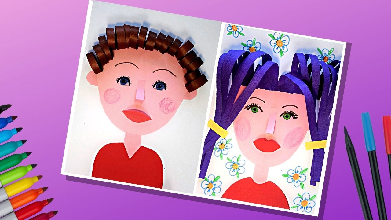 Как из бумаги сделать портрет девочки и мальчика #простаяподелка #поделкадлядетей #поделки смотреть онлайн