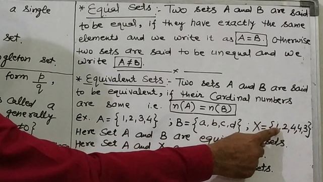 Cardinal No./Order of a set,Equal Sets, Equivalent Sets ,Singleton Set, Diagram of Number-System. смотреть онлайн