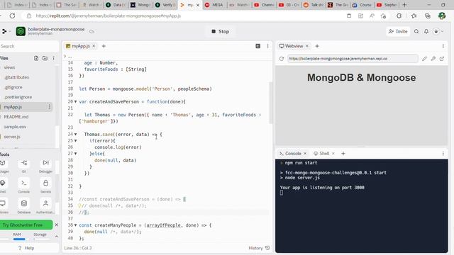 MongoDB and Mongoose Create and Save a Record of a Model Learn freeCodeCamp org Part 3 смотреть онлайн