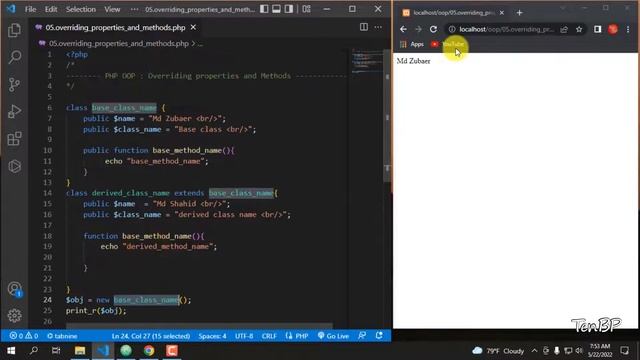 Methods and Properties overriding in PHP OOP | Part - 05 смотреть онлайн