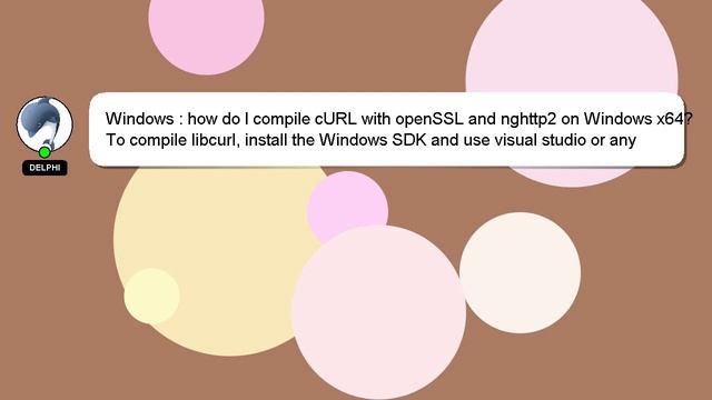 Windows : how do I compile cURL with openSSL and nghttp2 on Windows x64? смотреть онлайн