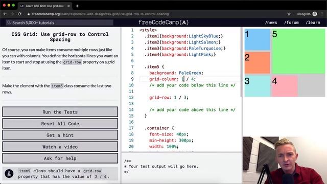 CSS Grid - Use grid-row to Control Spacing - Free Code Camp смотреть онлайн