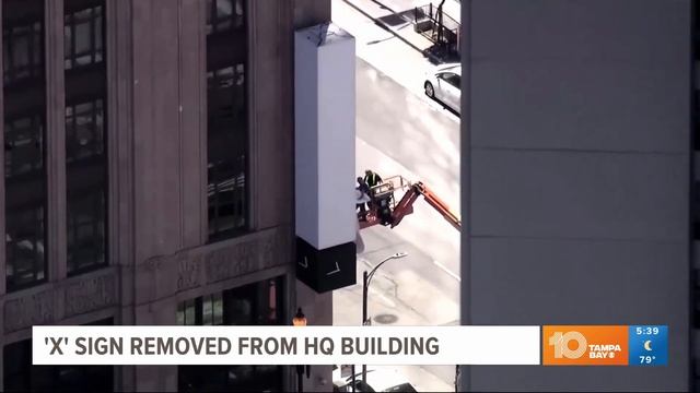 'X' sign removed from Twitter HQ building смотреть онлайн
