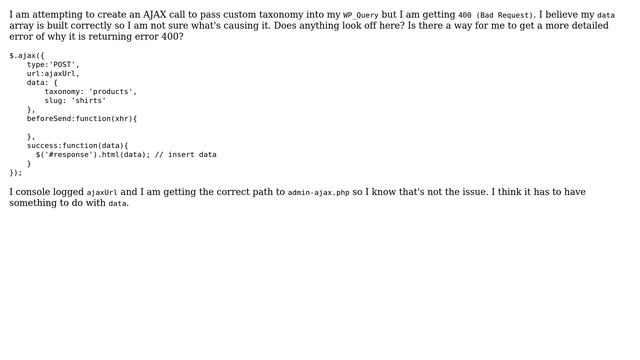 Wordpress: AJAX call using admin-ajax URL is returning 400 bad request смотреть онлайн