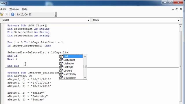 Excel VBA UserForm Listbox Get Selected Items (3 Columns) смотреть онлайн
