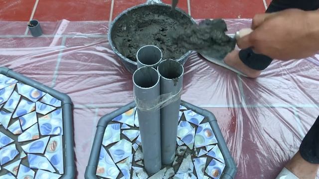 DIY - ✔️ CEMENT CRAFT IDEAS ✔️ - Simple concrete coffee table with water pipe and ceramic tile смотреть онлайн
