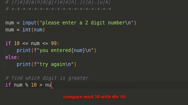 Python Modulo % | Find largest digit in 2 digit number смотреть онлайн