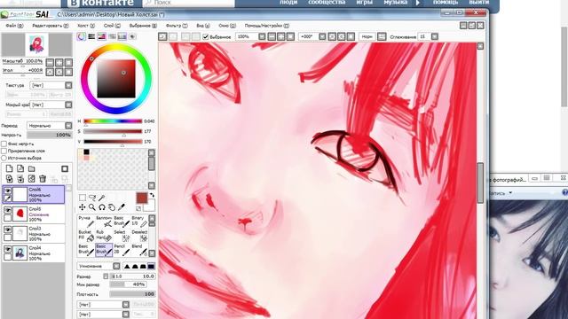 Снова рисую на планшете. программа SAI смотреть онлайн