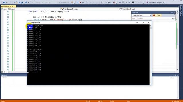 C# Сортировка массива методом пузырька смотреть онлайн