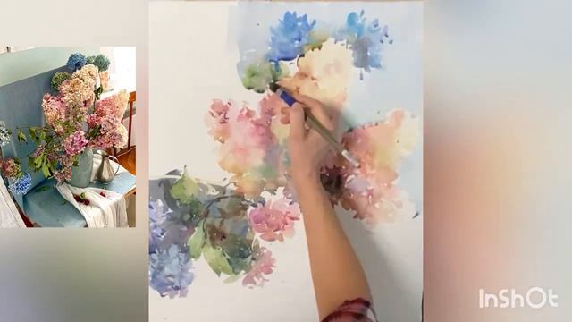 Гортензия, акварель/watercolor смотреть онлайн