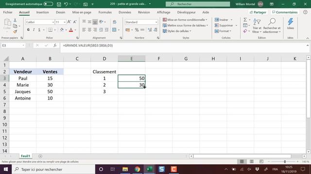 Excel: Comment calculer la n-ième plus petite valeur? PETITE.VALEUR et GRANDE.VALEUR - Docteur Exce смотреть онлайн