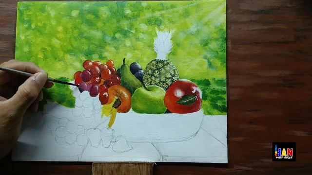 How to paint fruits in a basket, acrylic painting смотреть онлайн