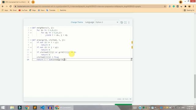 HackerRank DFS Connected Cell in a Grid problem solution in Python | Interview Preparation Kit смотреть онлайн
