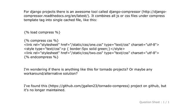 Django : Python/Tornado - compressing static files смотреть онлайн