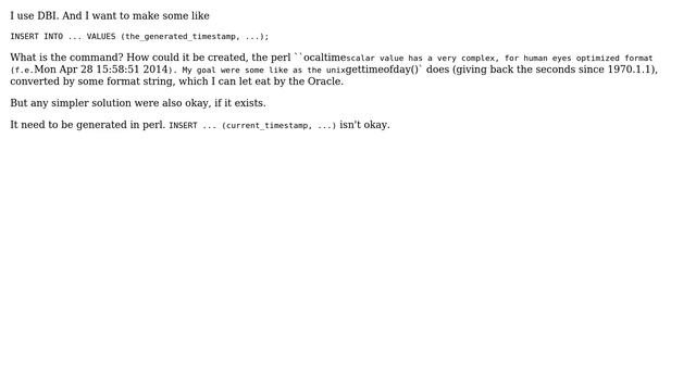 How to generate current Oracle timestamp in perl? смотреть онлайн