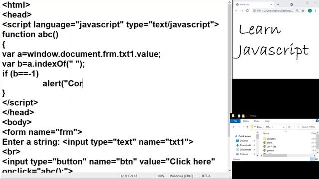 Learn Javascript: Working with String Object - No space : indexOf() смотреть онлайн