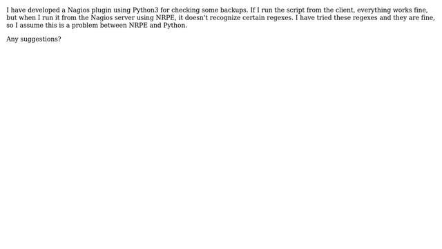 DevOps & SysAdmins: Python script doesn't work when executed from NRPE смотреть онлайн