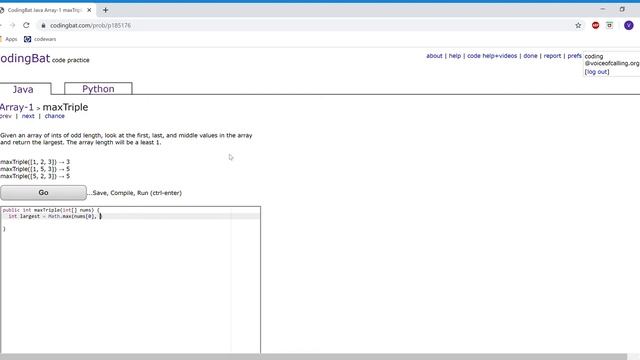 Array-1(maxTriple) Java Tutorial || codingbat.com смотреть онлайн