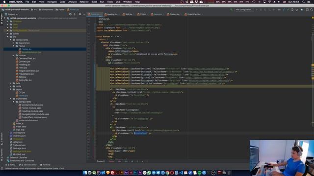 Personal Website with React - Creating a Component for Footer Social Media Icons and Animations смотреть онлайн